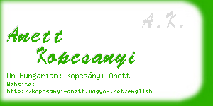 anett kopcsanyi business card